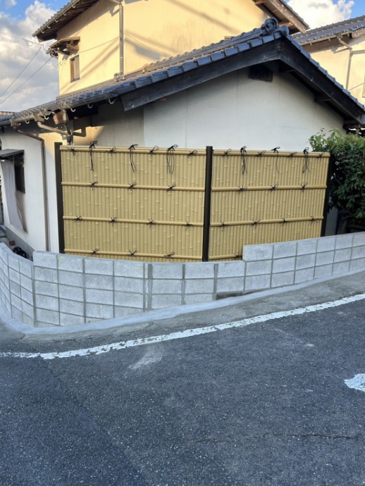 Ｔ様邸　ブロック補修・人工竹垣フェンス取替え